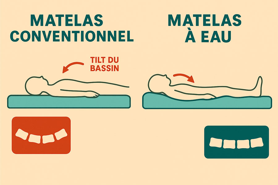 Matelas lit à eau et colonnes vertebrale - bienfaits pour le dos